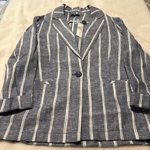 DREW Denim stripe blazer